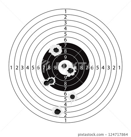 Target shooting blank paper black line with numbers. Competition or for training. Gun target. Target shooting blank paper black line with numbers. Competition or for training. Gun target. 124717864