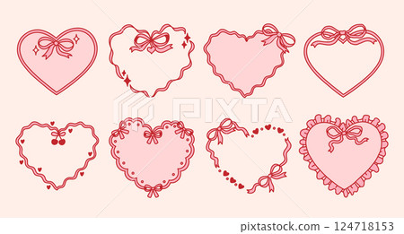 Set of ribbon heart frames 124718153