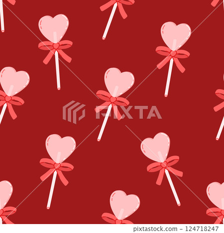 Seamless pattern with heart lollipop Seamless pattern with heart lollipop 124718247
