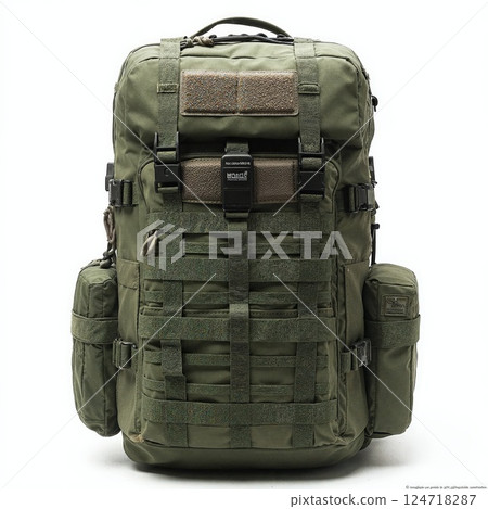 Rugged military tactical backpack for outdoor adventure and survival gear 124718287