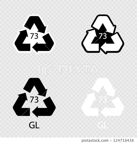 Bottle Glass recycling code 73 GL set. Bottle Glass recycling code 73 GL set. 124718438