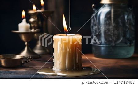 Mysterious background of melted candles Mysterious background of melted candles 124718493