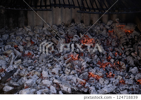 Hot coals for the barbecue 124718839