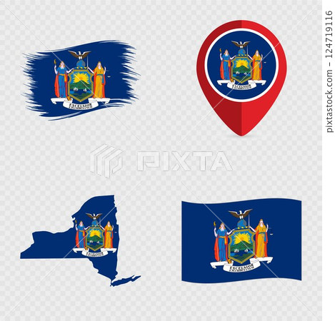 New York State Flag Icon Set. 124719116