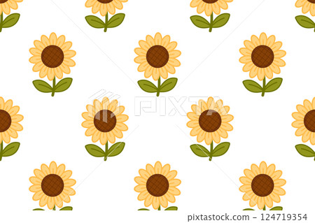 Sunflower pattern. Hello spring. Vector illustration in flat style 124719354