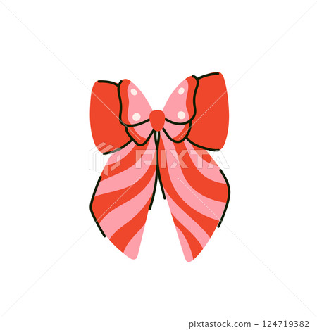 Retro elegant bow knot in shape of butterfly with stripes 124719382
