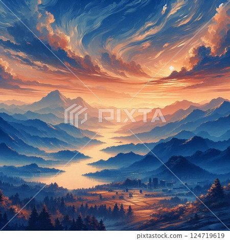 藍天天空背景 124719619