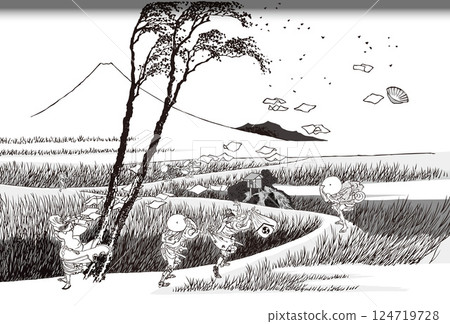 Line drawing of Suruga River Line drawing of Suruga River 124719728