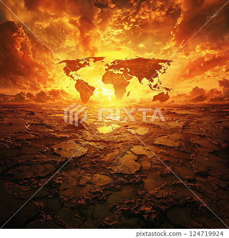 象徵全球暖化破壞性影響的景觀 象徵全球暖化破壞性影響的景觀 124719924