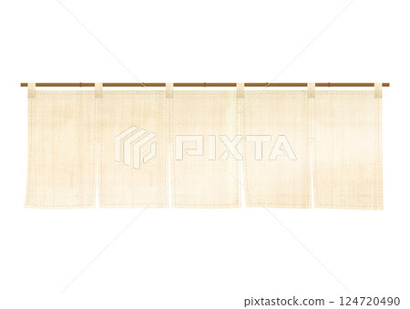 A swaying curtain made of raw linen A swaying curtain made of raw linen 124720490
