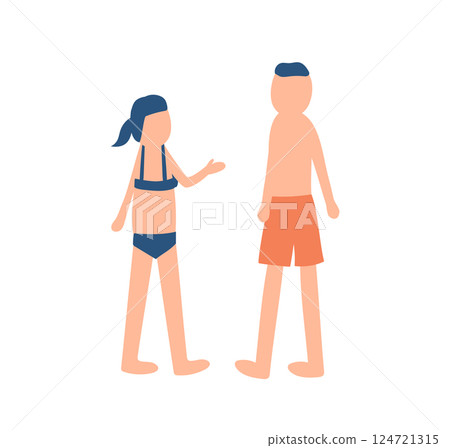 一對穿著泳衣的情侶插圖 一對穿著泳衣的情侶插圖 124721315