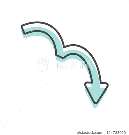 A light blue arrow gradually rising 124722053