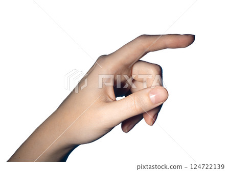 Finger clicking button. Woman hand making gesture to tap, select, push or choose digital object, Finger clicking button. Woman hand making gesture to tap, select, push or choose digital object, 124722139