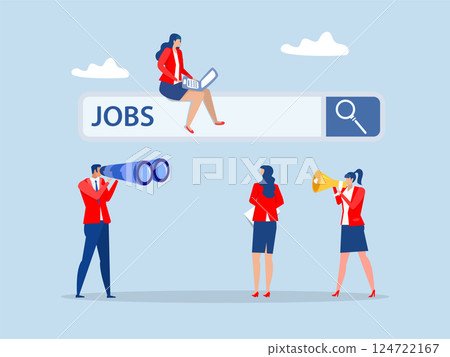 Recruitment hiring process to choose candidate to fit job position,hiring or finding staff for vacancy, marketing search for client or customer Human Resources concept vector 124722167