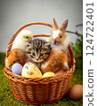 Easter bunny, chicken and kitten. 124722401