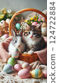 Easter bunny and kitten. 124722884
