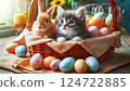 Easter bunny and kitten. 124722885