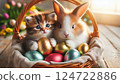 Easter bunny and kitten. 124722886