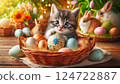 Easter bunny and kitten. 124722887