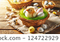 Easter eggs and chickens. 124722929