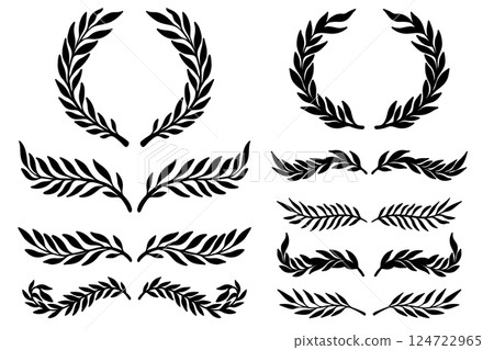 Set of floral dividers in vintage style. Design element for decorations. Vector illustration 124722965