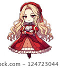 金髮反派角色（紅色連身裙、傲嬌臉、動漫風格 SD 插畫） 124723044