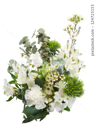 Elegant White Floral Arrangement on white background Elegant White Floral Arrangement on white background 124723153