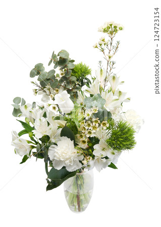 Elegant White Floral Arrangement on white background Elegant White Floral Arrangement on white background 124723154