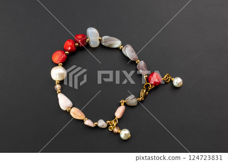 Unique bracelet for women on a black background, promotional photo for an online vintage and handmade jewelry store 124723831