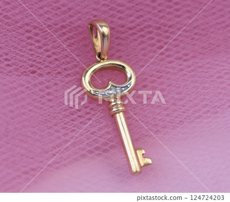 Unique necklace for women on a pink background, promotional photo for an online vintage and handmade jewelry store 124724203