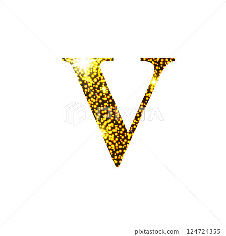 Golden letter V. Letter of the alphabet. 124724355