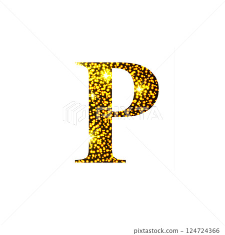 Golden letter P. Letter of the alphabet. Golden letter P. Letter of the alphabet. 124724366