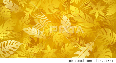 A vibrant yellow leaf pattern in golden tones. 124724373