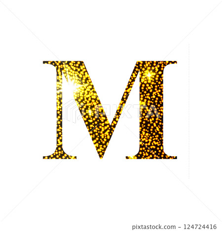 Golden letter M. Letter of the alphabet. Golden letter M. Letter of the alphabet. 124724416