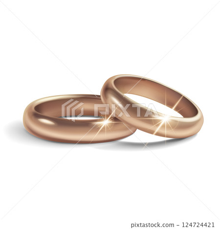 Two rose gold wedding rings. 124724421
