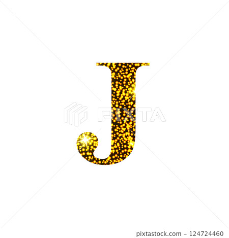 Golden letter J. Letter of the alphabet. Font design. Golden letter J. Letter of the alphabet. Font design. 124724460