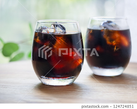Iced coffee in a glass 124724851