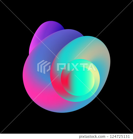 Colorful abstract swirling shape on black background. Vector illustration Colorful abstract swirling shape on black background. Vector illustration 124725131