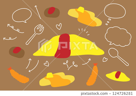 煎蛋飯兒童菜單漢堡語音泡沫箭頭設置 煎蛋飯兒童菜單漢堡語音泡沫箭頭設置 124726281