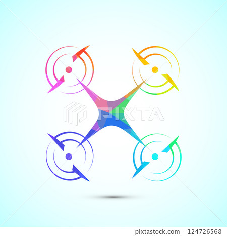 Drone icon design illustration. Drone Quadro copter logo sign symbol in low poly style 124726568