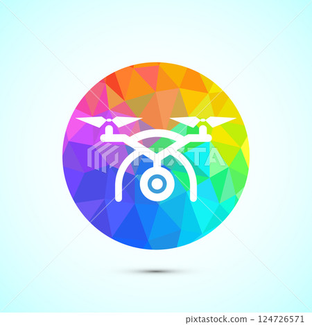 Drone icon design illustration. Drone Quadro copter logo sign symbol in low poly style 124726571