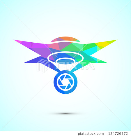 Drone icon design illustration. Drone Quadro copter logo sign symbol in low poly style Drone icon design illustration. Drone Quadro copter logo sign symbol in low poly style 124726572
