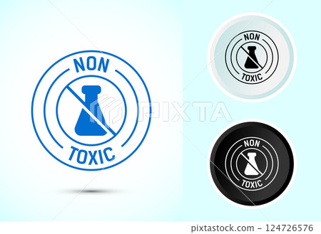 Non toxic icon design illustration. No harmful chemical sign symbol, Color black and white 124726576