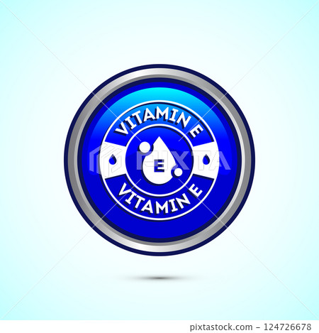 Vitamin E icon design illustration. Vitamin E sign symbol, Button design 124726678