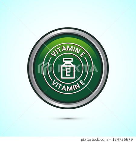 Vitamin E icon design illustration. Vitamin E sign symbol, Button design 124726679