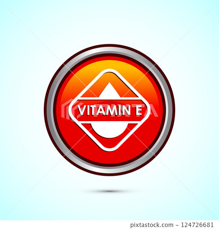 Vitamin E icon design illustration. Vitamin E sign symbol, Button design Vitamin E icon design illustration. Vitamin E sign symbol, Button design 124726681