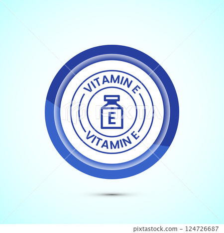 Vitamin E icon design illustration. Vitamin E sign symbol, Button design 124726687