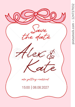 Vintage ribbon frame. cute cards for invitation or holiday. Pretty frames from ribbon with bow different shapes with space for text. 124727032