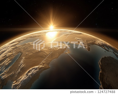 Sunrise over Earth from space 124727488