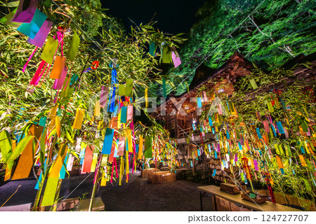 Kyoto Kibune shrine Tanabata Sasa ornament light up Kyoto Kibune shrine Tanabata Sasa ornament light up 124727707